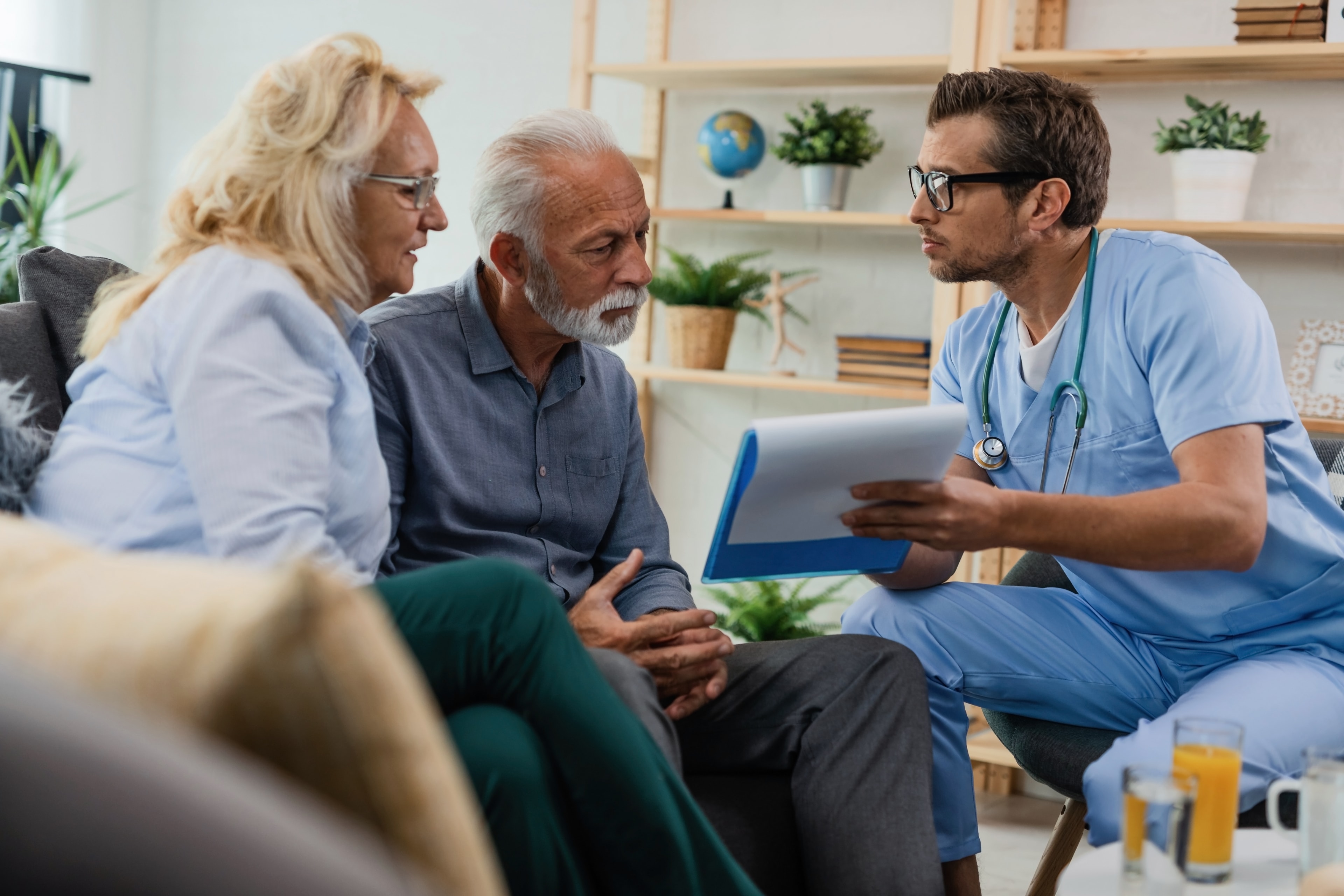 Caregiver helping client