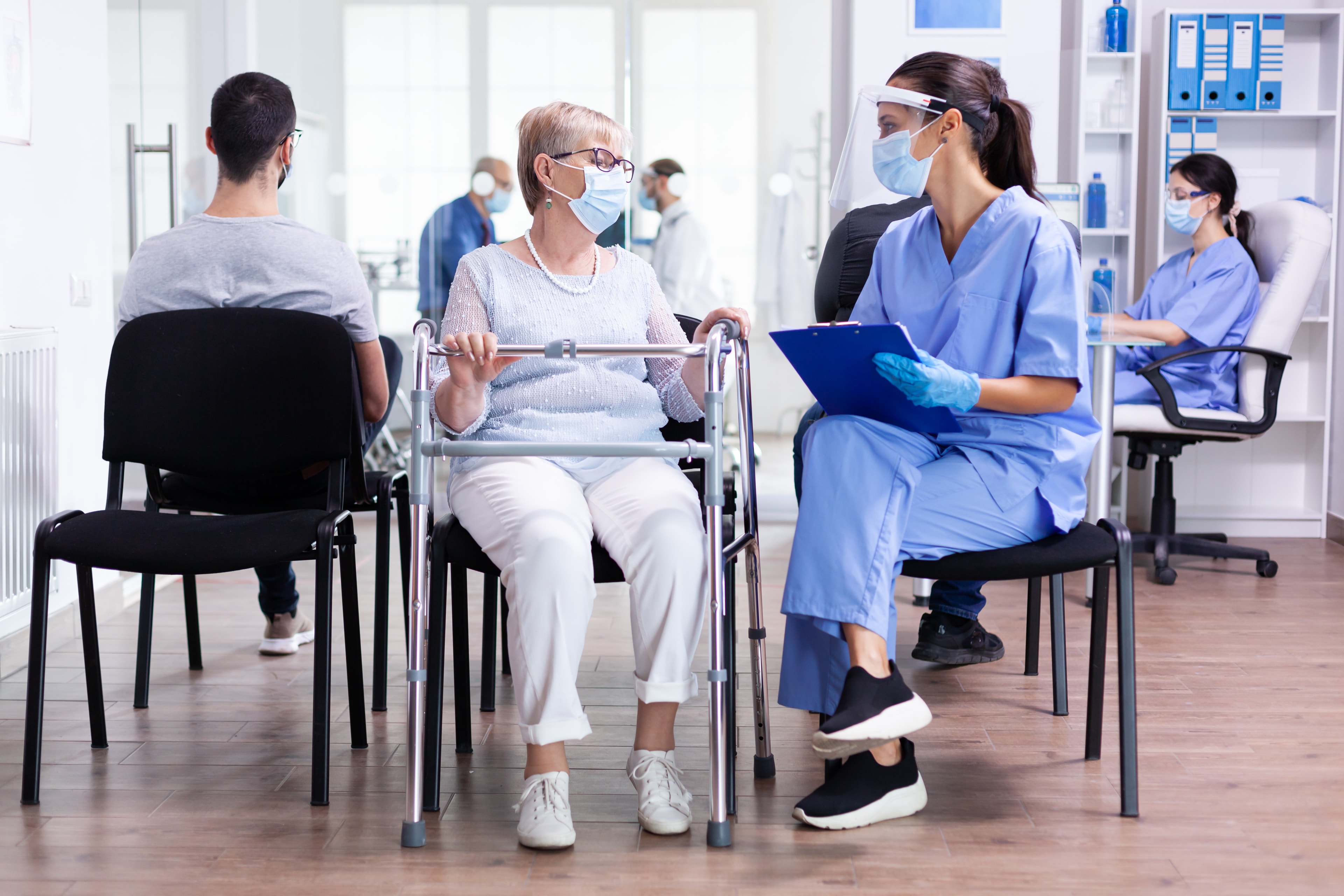 Professional caregiver with patient